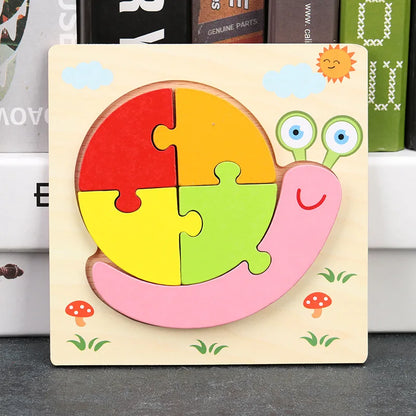 Baby High Quality 3D Wooden Puzzles Educational Cartoon