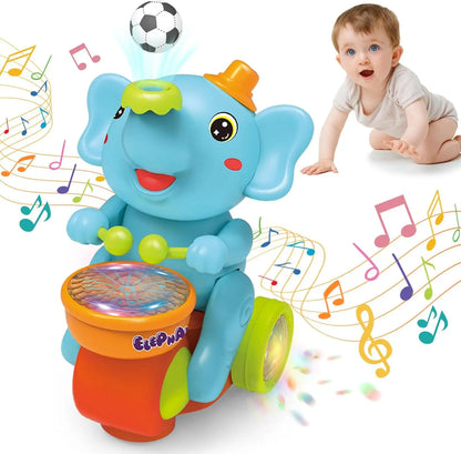 Baby Crawling Elephant Drummer Musical LED Toy