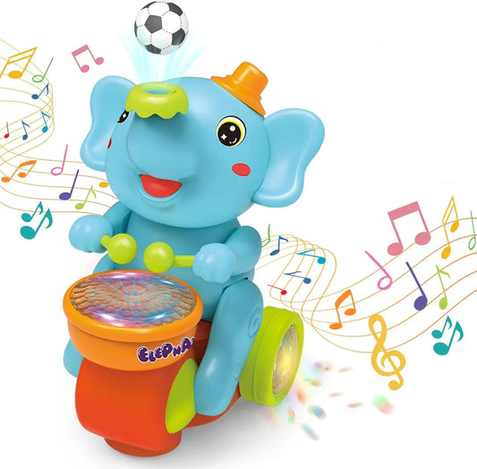 Baby Crawling Elephant Drummer Musical LED Toy