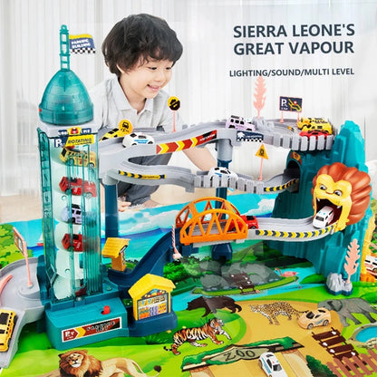 Lion Theme Car Track Racing Toy Set for Kids