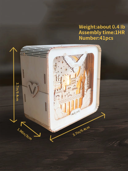3D Wooden Puzzles Castle Model Kit Night Lights For Kids Desk