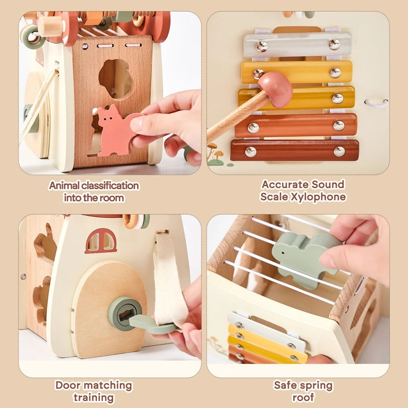 Montessori Wooden Mushroom Castle Stacking Puzzle Toy