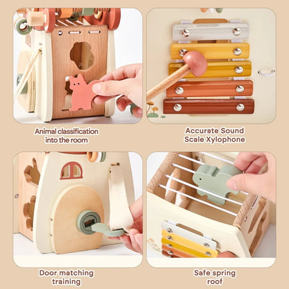Montessori Wooden Mushroom Castle Stacking Puzzle Toy