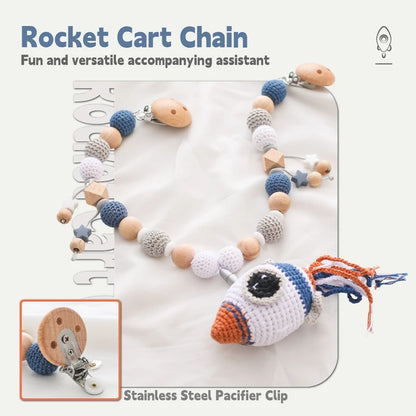 Wood Teether Crochet Baby Hanging Rattle Toy