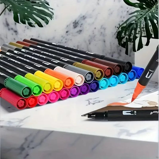 Vibrant Double-Ended Watercolor Markers – Art Set for Drawing