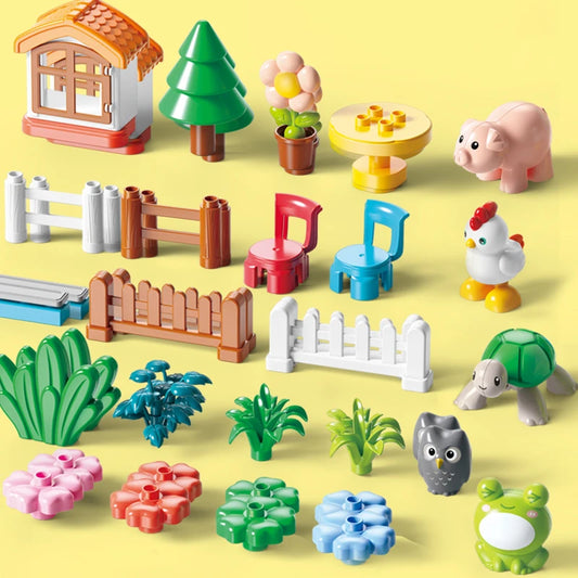 65pcs/set Animal Series Happy Farm Big Size Blocks, Creative