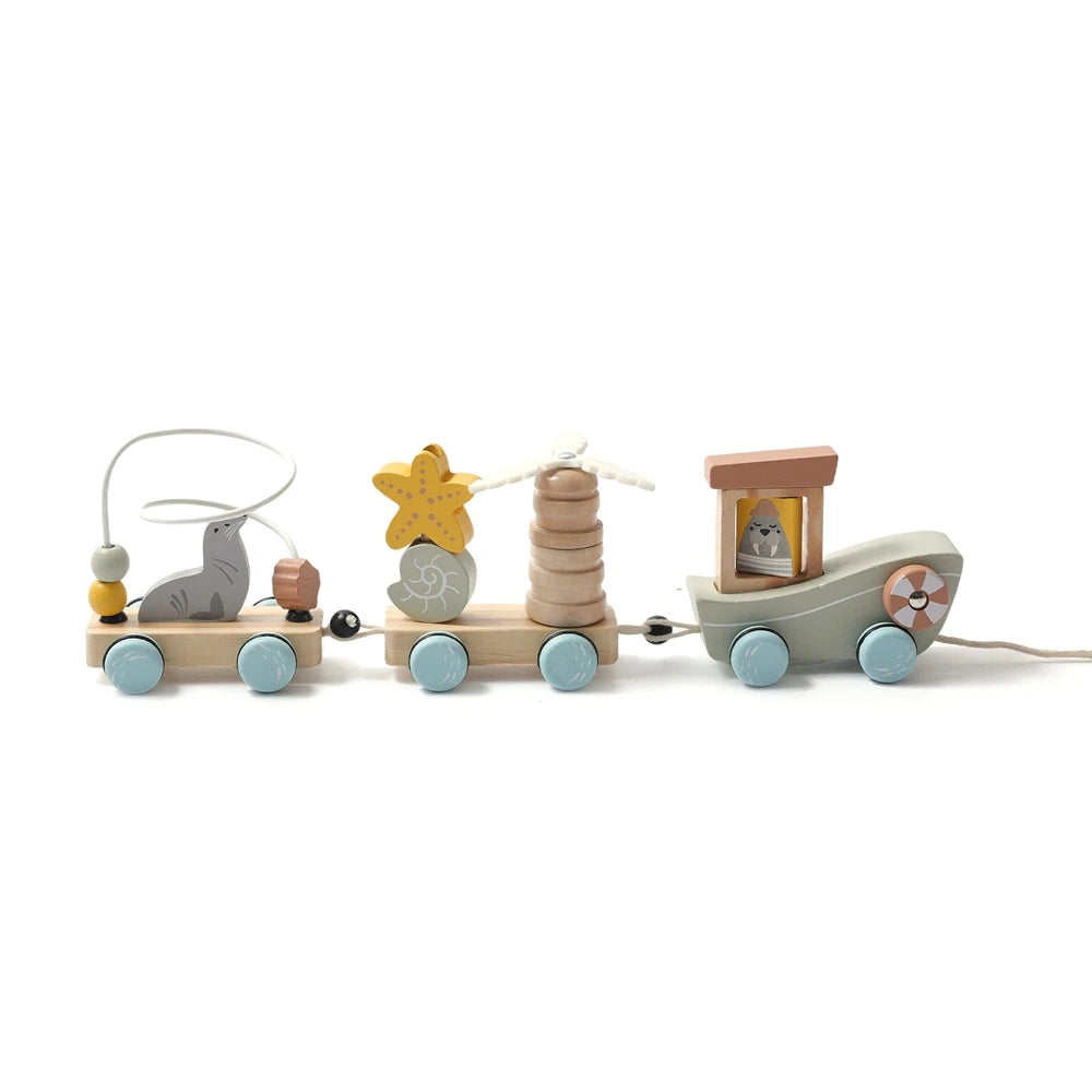 Wooden Train Birthday Toy  Montessori Toys Baby Educational