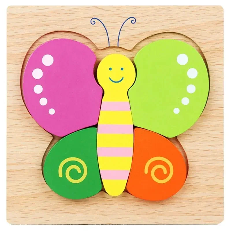 Montessori Cartoon 3D Wooden Puzzle Animal Traffic