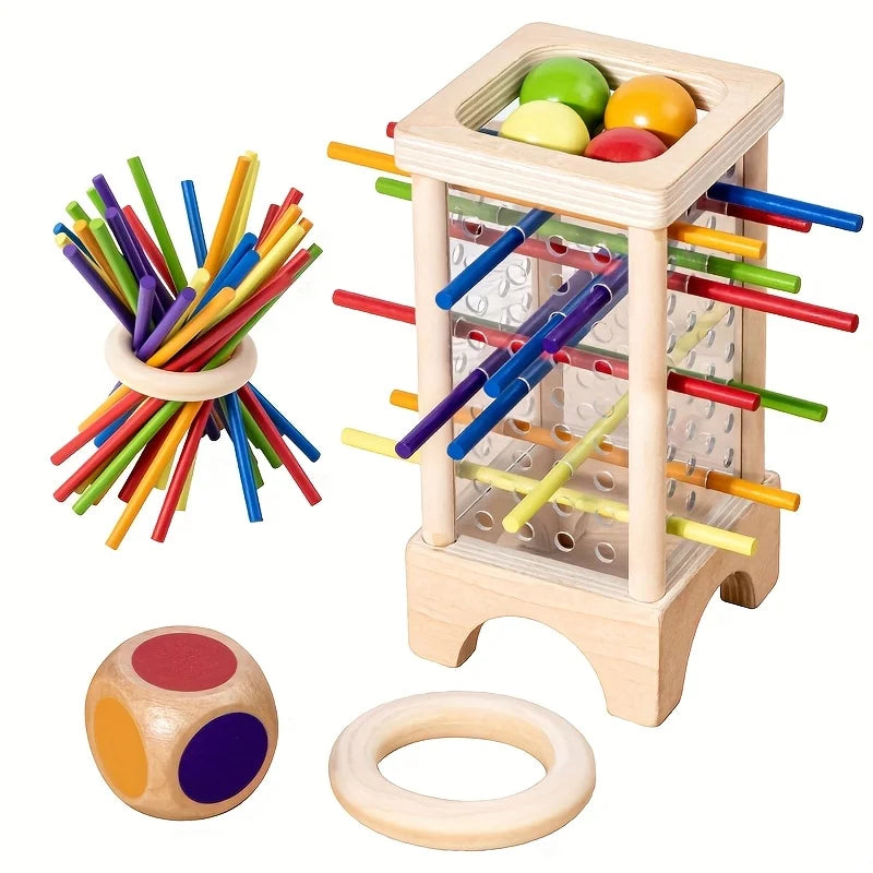 Montessori Wooden Board Game Colorful Sticks Dice Game