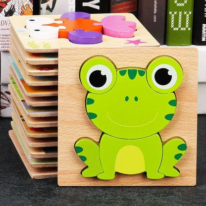 Baby High Quality 3D Wooden Puzzles Educational Cartoon