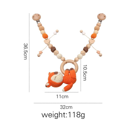 Wood Teether Crochet Baby Hanging Rattle Toy