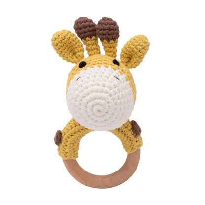 Wooden Rabbit Crochet Baby Rattle Teether Toy
