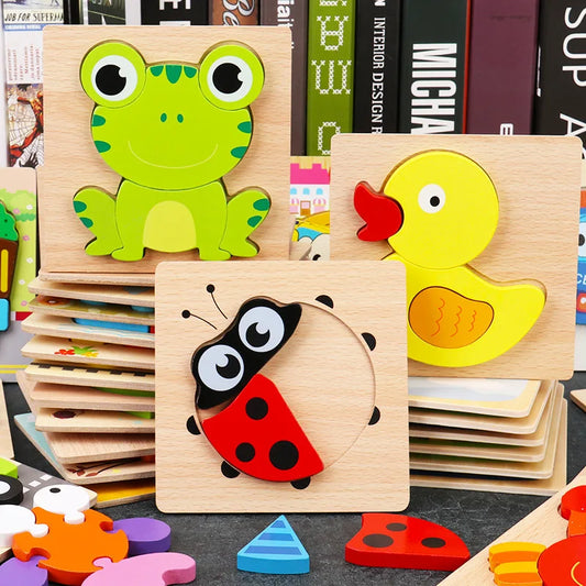 Baby High Quality 3D Wooden Puzzles Educational Cartoon