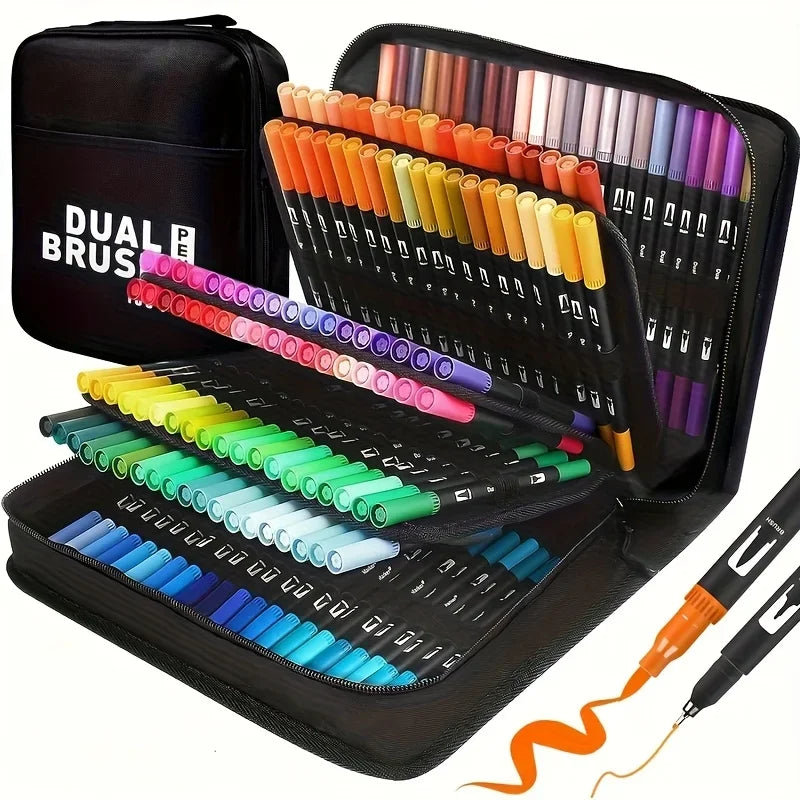 Vibrant Double-Ended Watercolor Markers – Art Set for Drawing