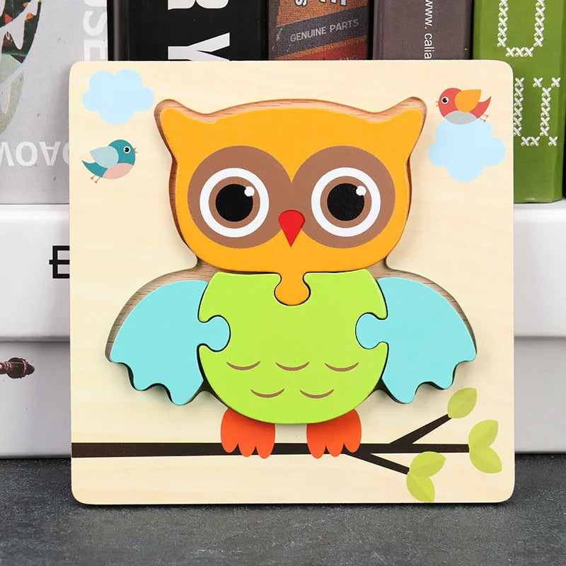 Baby High Quality 3D Wooden Puzzles Educational Cartoon