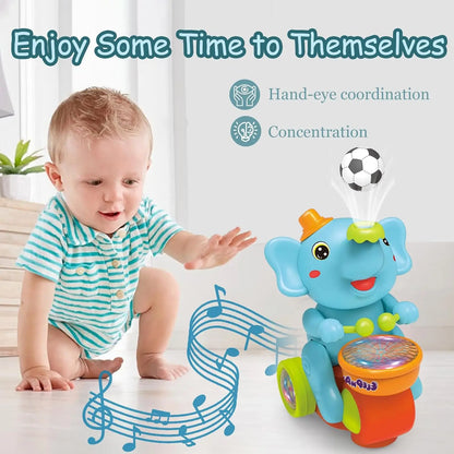 Baby Crawling Elephant Drummer Musical LED Toy