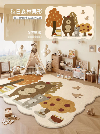 Animal Print Cartoon Plush Carpet for Bedroom Living Room