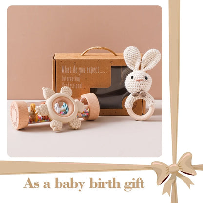 Baby Rattle Set Crochet Animal Sensory Gift Box