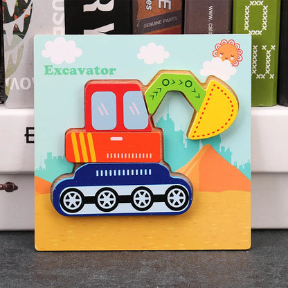 Baby High Quality 3D Wooden Puzzles Educational Cartoon