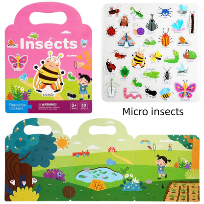Reusable Toddler Sticker Books 6 Pack | Portable Puffy Bubble