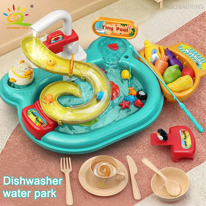 Sink Toys Electric Dishwasher Playing Toy With Running