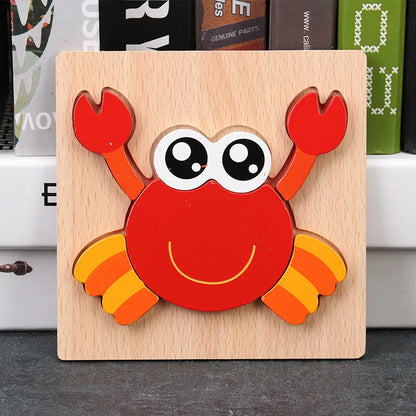 Baby High Quality 3D Wooden Puzzles Educational Cartoon