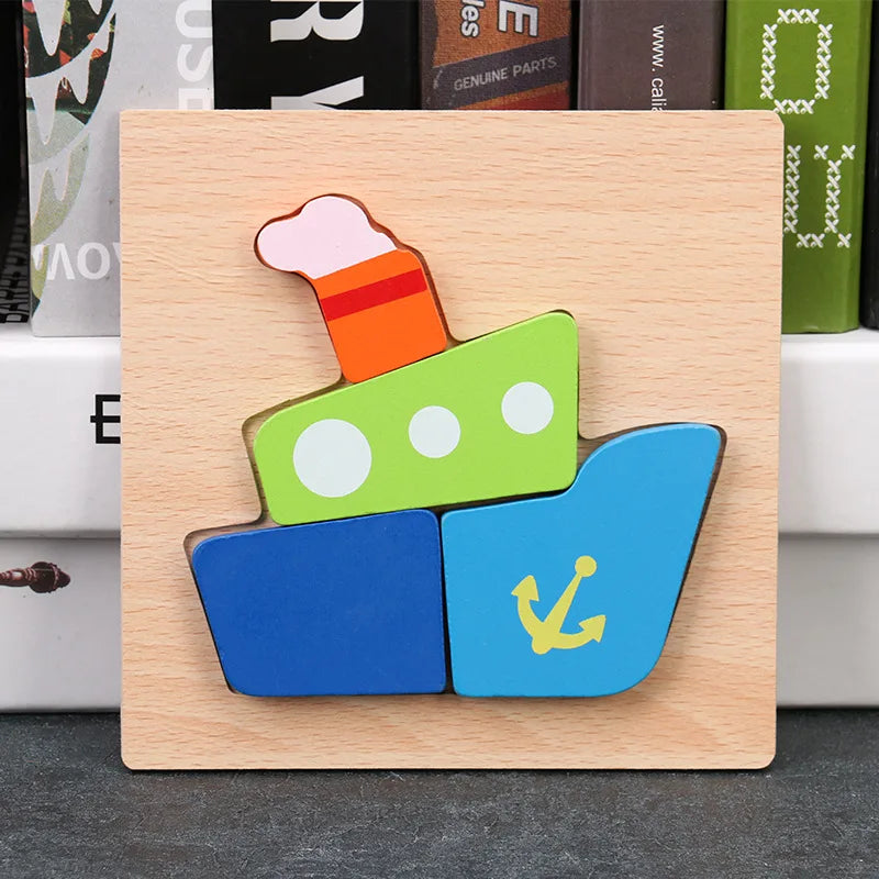 Baby High Quality 3D Wooden Puzzles Educational Cartoon