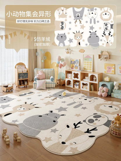 Animal Print Cartoon Plush Carpet for Bedroom Living Room