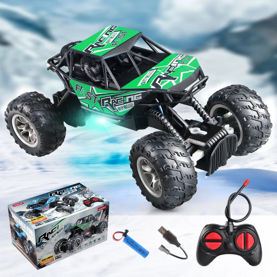 4-Way Remote Control Car with Lights, Anti-Slip Rubber Tires