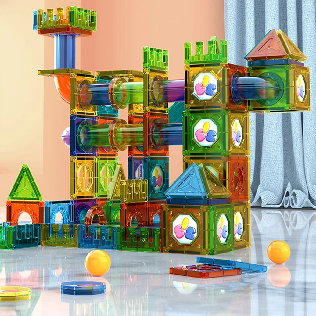Light Magnetic Tiles Building Blocks for Kids, 3D Clear Educational