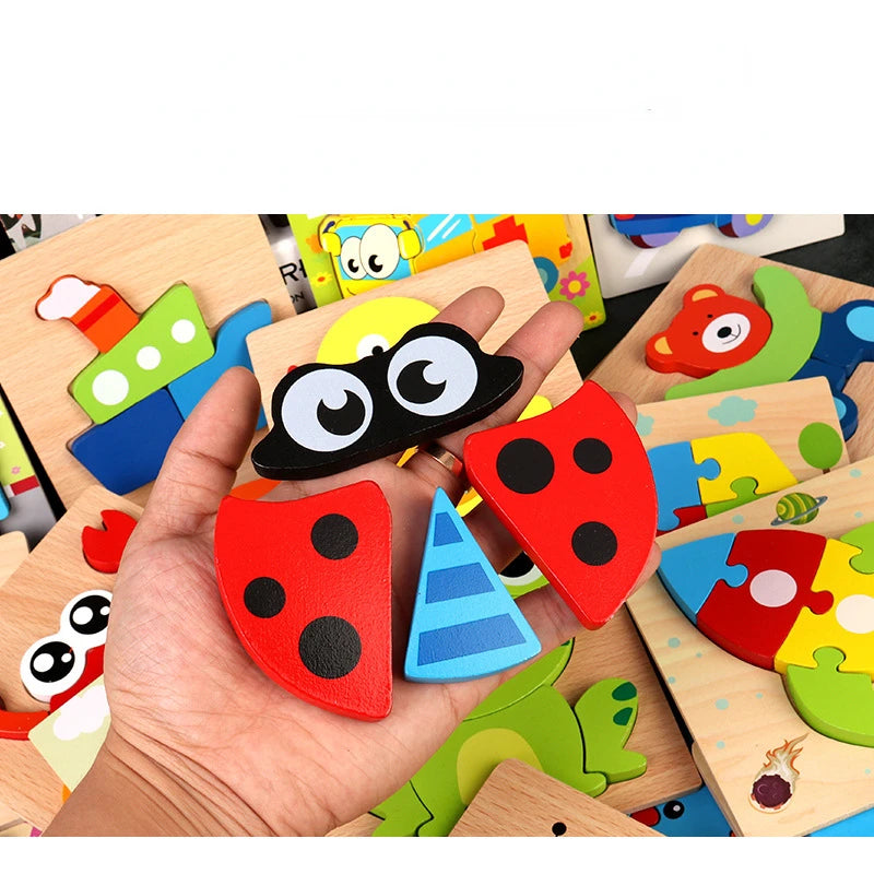 Baby High Quality 3D Wooden Puzzles Educational Cartoon