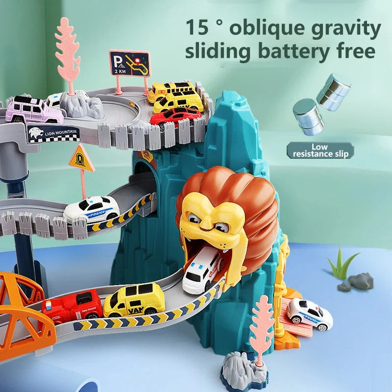 Lion Theme Car Track Racing Toy Set for Kids