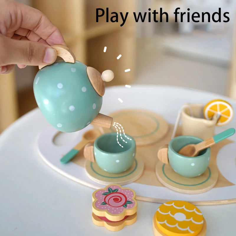 Wooden Kitchen Pretend Play Coffee Ice Cream Toy