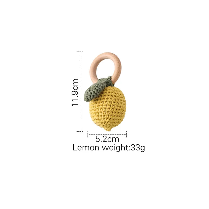 Wooden Rabbit Crochet Baby Rattle Teether Toy