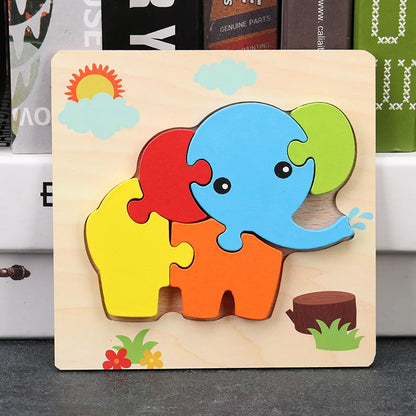 Baby High Quality 3D Wooden Puzzles Educational Cartoon