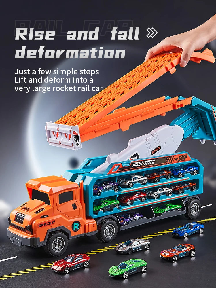 3D Flying Rail Car Transforming Alloy Toy Set
