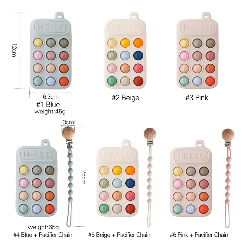 Baby Silicone Phone Teether Toy with Buttons