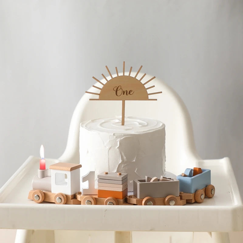 Wooden Train Birthday Toy  Montessori Toys Baby Educational