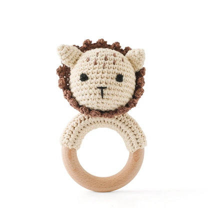 Wooden Rabbit Crochet Baby Rattle Teether Toy