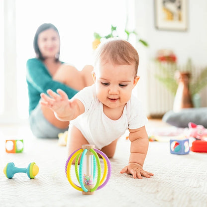 Wooden Rain Drum Silicone Baby Rattle Teether Toy