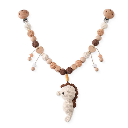 Wood Teether Crochet Baby Hanging Rattle Toy