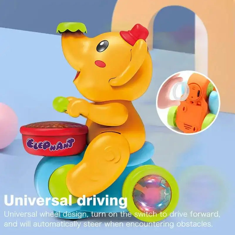 Baby Crawling Elephant Drummer Musical LED Toy