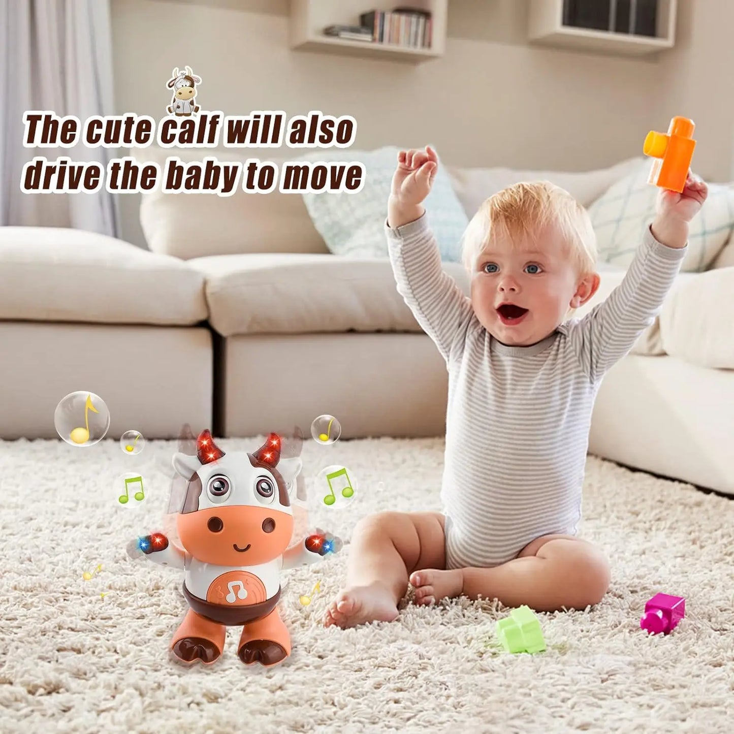 Baby Dancing Cow Musical Plush Interactive Toy