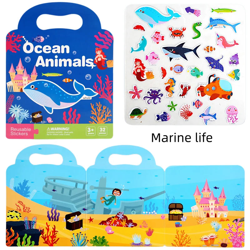 Reusable Toddler Sticker Books 6 Pack | Portable Puffy Bubble