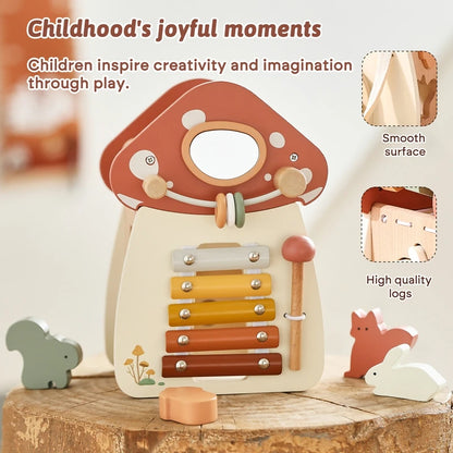 Montessori Wooden Mushroom Castle Stacking Puzzle Toy