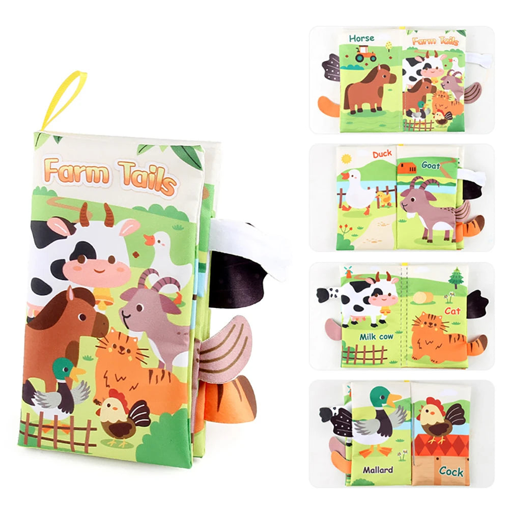 Baby Cloth Book Animal Tail Educational Soft Book