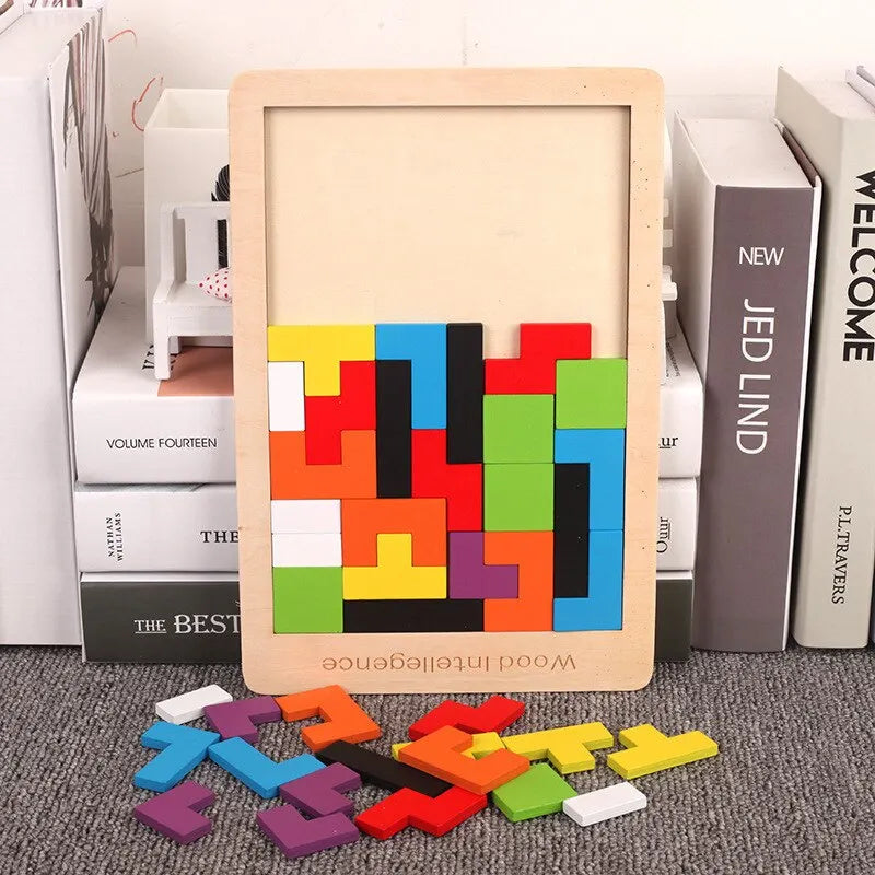 Wooden Blocks Puzzle Brain Teasers Toy Tangram