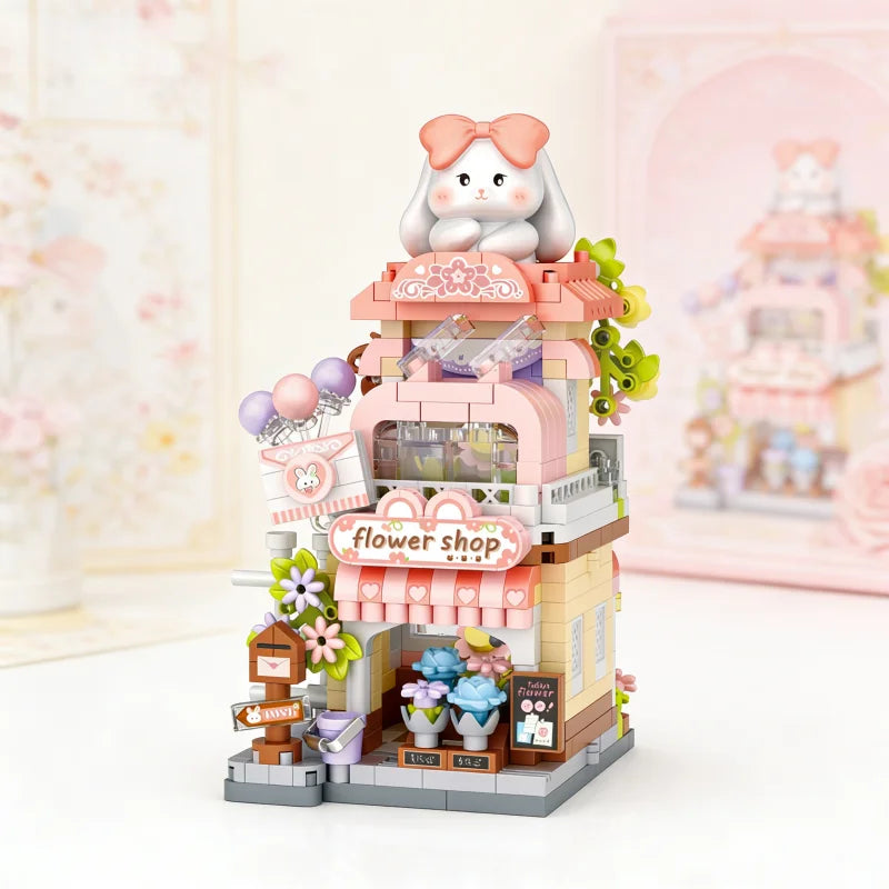 Cute Animal Street Scene Building Blocks | Mini Shop Model Set