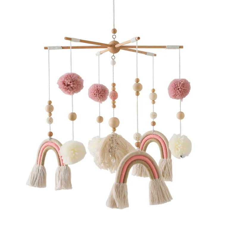 Baby Wooden Crib Mobile Music Bell Hanging Toy