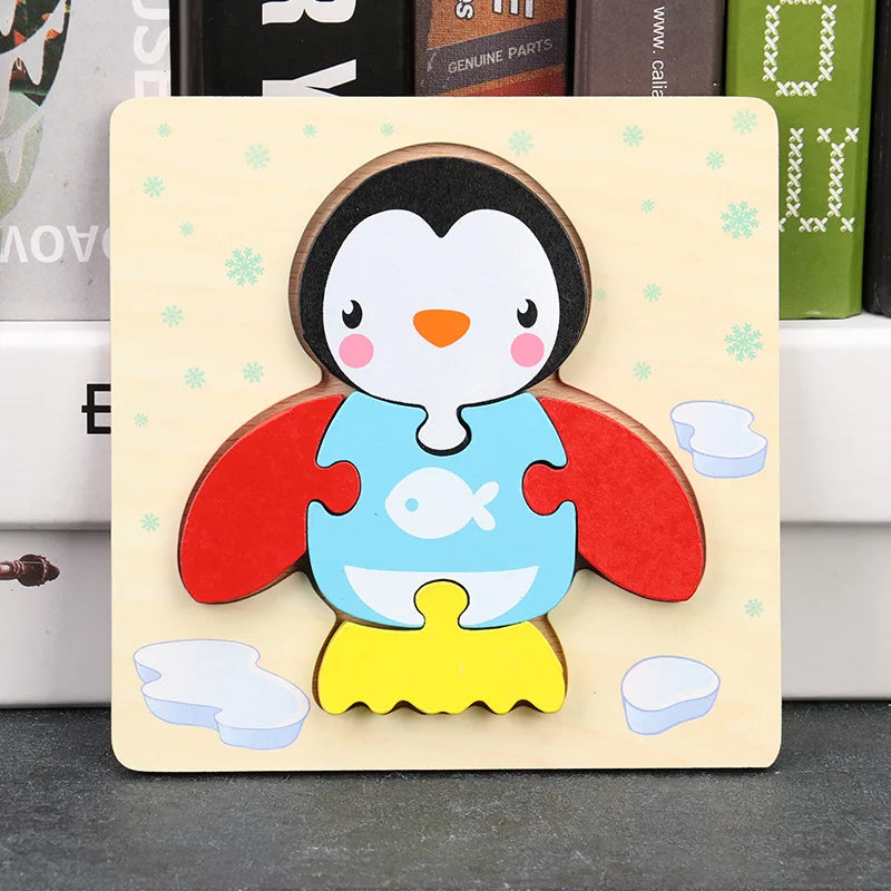 Baby High Quality 3D Wooden Puzzles Educational Cartoon